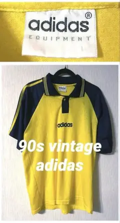 ビンテージ 90s adidas メンズXL ゲームシャツ　ユニフォーム　紺黄