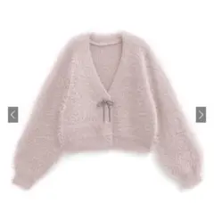 リボンビジューフェザーニットカーディガン［fo2013］