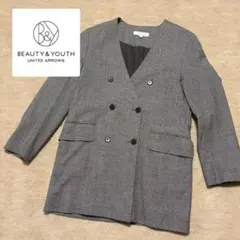【BEAUTY&YOUTH】ダブルブレストノーカラージャケット Sサイズ