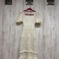 SNIDENLアイボリー ニットワンピース 半袖