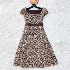 【美品】TOCCA ワンピース 花柄 総刺繍 春カラーAライン ラメ 人気