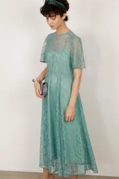SNIDEL バックデザインレースオケワンピ グリーン