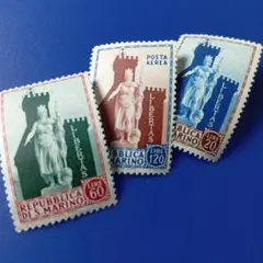 9510 外国切手 サンマリノ 1954年 自由の女神像 3V