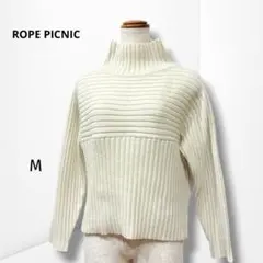 【ロペピクニック】リブタートルニット アイボリー フィット 上品 きれいめ 38
