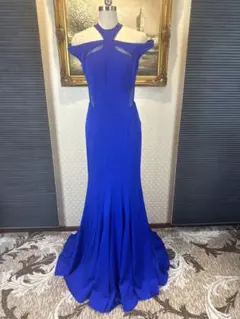 青 オフショルダー マーメイドドレス