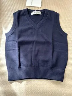 新品 Vネック ニットベスト 紺 入園 通園 お受験 面接