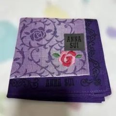 新品ANNA SUIアナスイ大判ハンカチ紫　薔薇　花柄スカーフ　ガーゼ