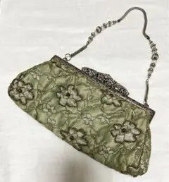 ムーン・ストーン・シスターズ インド フラワー刺繍 パーティーバッグ 真鍮がま口