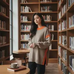 RUMOR オーバーサイズニット ベージュ・オレンジ