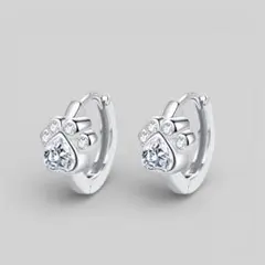 肉球　シルバーフープピアス　CZ ジルコニア　S925刻印【両耳セット】