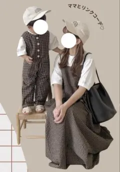 【新品タグ付き】 chocoチェックサロペット 80 キャミワンピース Lサイズ