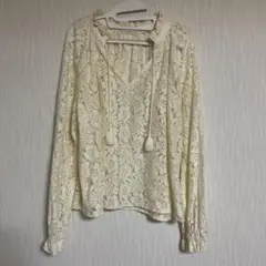 MOUSSY レース柄 長袖ブラウス フリーサイズ