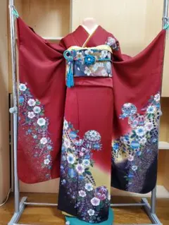 良好】 振袖単品164cm◇正絹総絞り紫パープル系成人式前撮り撮影B46Y 