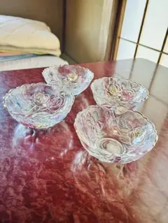 花柄ガラスデザート椀4個セット