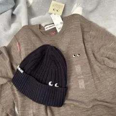 ANYA ×UNIQLOメリノ　クルーネックセーター&ニット帽セット