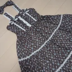 ハンドメイド　ロリィタ　天使柄ジャンパースカート　ブラウン