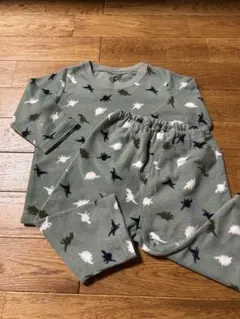 恐竜柄 フリース ベビー パジャマ 90cm 上下セット