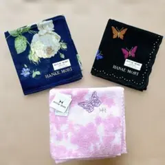HANAEMORI ハンカチセット 3枚セット 花柄 蝶柄 タオル 卒業式 入学