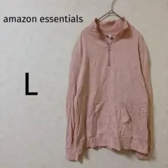 amazon essentials 【Ｌ】ピン 系ハーフジップトレーナー