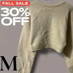 「即日発送」M クリーム色 クロップドセーター 長袖ニット