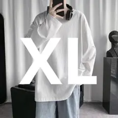 メンズ 長袖 白　XL オーバーサイズ Tシャツ 無地  ビック ロンT  綿