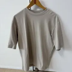 UNIQLOベージュ エアリズムコットンオーバーサイズTシャツ5分丈 Mサイズ