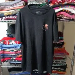 90sパキスタン製Lヴィンテージ黒ブラックロゴtシャツUSA直輸入メンズ古着