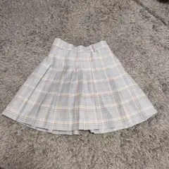 グレー系チェック プリーツスカート M