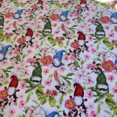 1㍍長　正規品　SINGERの春の小人USAシーチングプリント生地ハギレ布