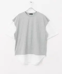アーバンリサーチ 接触冷感TC天竺 布帛キリカエTシャツ グレー 重ね着風のサムネイル