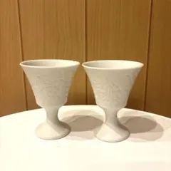 ホワイト 陶器製 ワイングラス 2個セット
