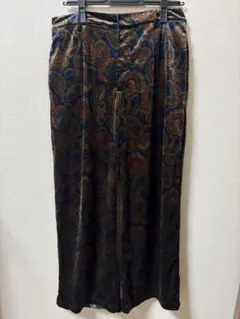 kutir ペイズリー柄 ベロアパンツ Mサイズ　ダークブルーのサムネイル