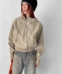 新品タグ付きグラムリップスWashed リブ フロントZip フーディー Washed リブ フロントZip フーディー