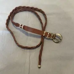 ブラウン 編み込みレザーベルト