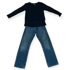 ①ユニクロ 130 長ズボン 長袖Tシャツ セット 秋冬物トップス まとめ売り