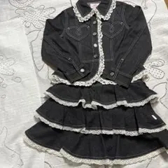 美品♡メゾピアノ ♡デニム ジャケット　３段フリルスカート♡１３０