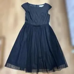 ROPÉ PICNIC 半袖ひざ丈チュールワンピース 38 ブラック