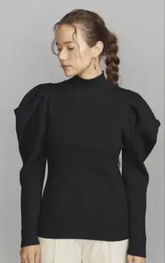 BEAUTY&YOUTH ボリュームスリーブニット ブラック