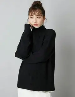 フリークスストア 限定展開　配色ライン リブニット ハイネックプルオーバー