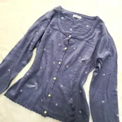 【美品】アクシーズファム　パープル 星の刺繍カーディガン ビジュー　フリル