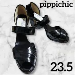 美品☆pippichic ピッピシック　エナメル　サンダル　ミュール　ベルト　黒