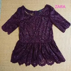 【お値下げ】ZARA レースペプラムトップス