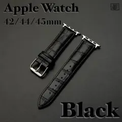 【ブラック】Apple Watch 本革レザーバンド 42/44/45mm