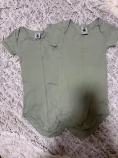 【双子】プチバトー　うす緑ロンパース 12M/74cm