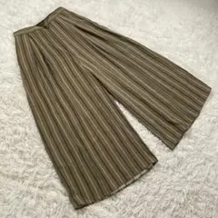 GU ジーユー (XL) 総柄 ストライプ ワイド ガウチョパンツ