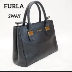 美品＊フルラ FURLA ＊レザー 2way ショルダーバッグ＊ブラック＊自立可