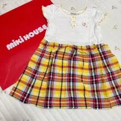 Miki House うさこ　チェック　半袖ワンピース 100cm