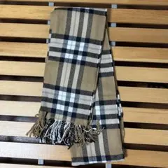 チェック柄マフラー ベージュ・ブラウン系