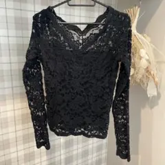 ブラック レース 長袖シャツ　インナー