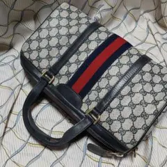 GUCCI オールドグッチ　シェリーラインブルー PVCボストンバッグ